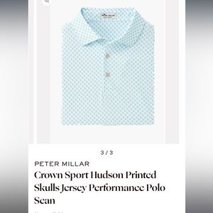 PETER MILLAR Crown Sport Hudson Printed Skulls Jersey Performance Polo Sean, XL